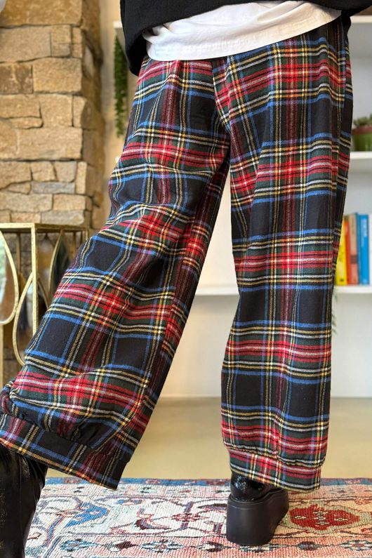 McAlister Tartan Brushed Cotton Demi Bloom Pant Black